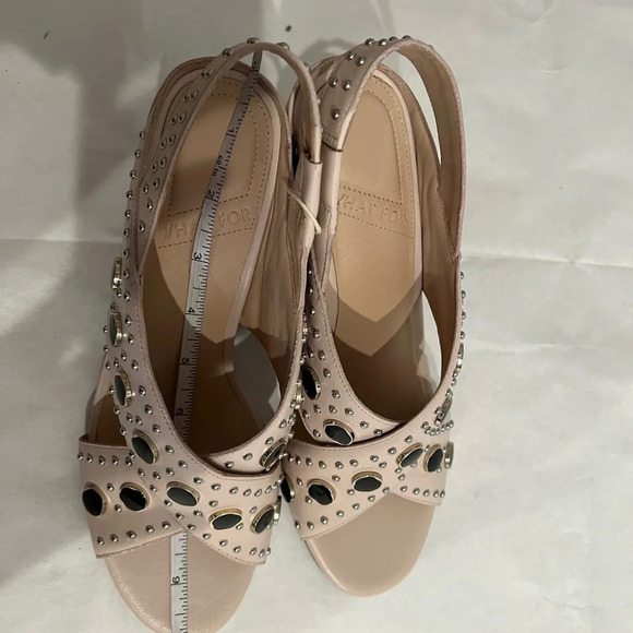 What For Sandals Light Pink Open Toe Mules High Heels Shoes US 9 EU 39 - Picture 5 of 9